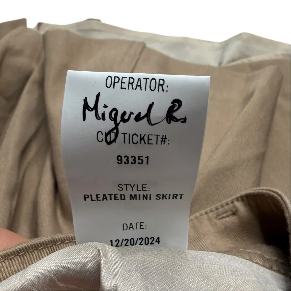 CITIZENS OF HUMANITY Pleated Mini Skirt Khaki Twill Women's Size 27 Preppy